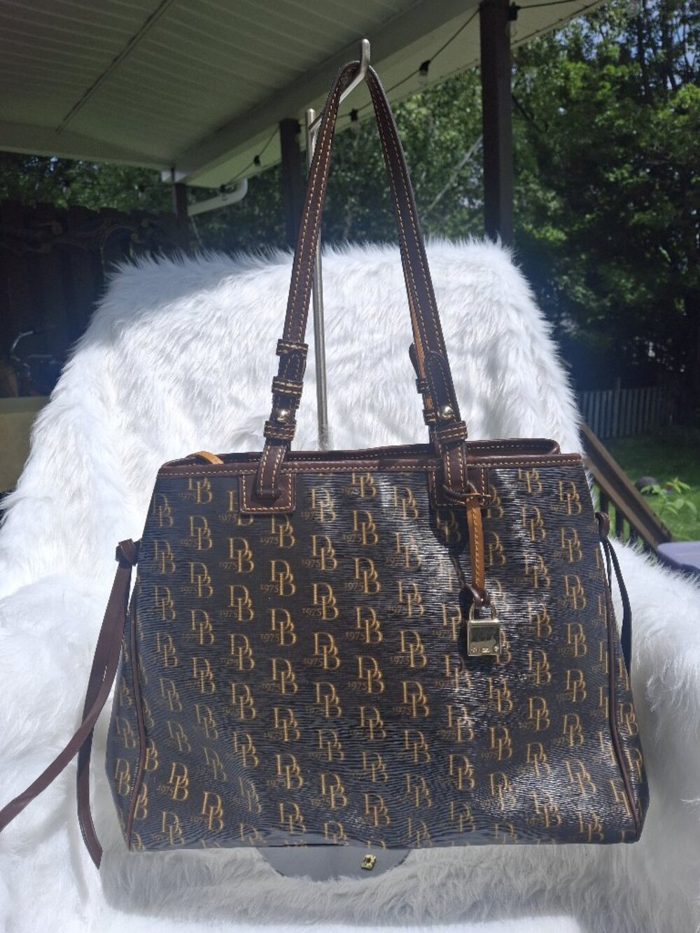 Large Dooney & Bourke  Monogram Leather Tote